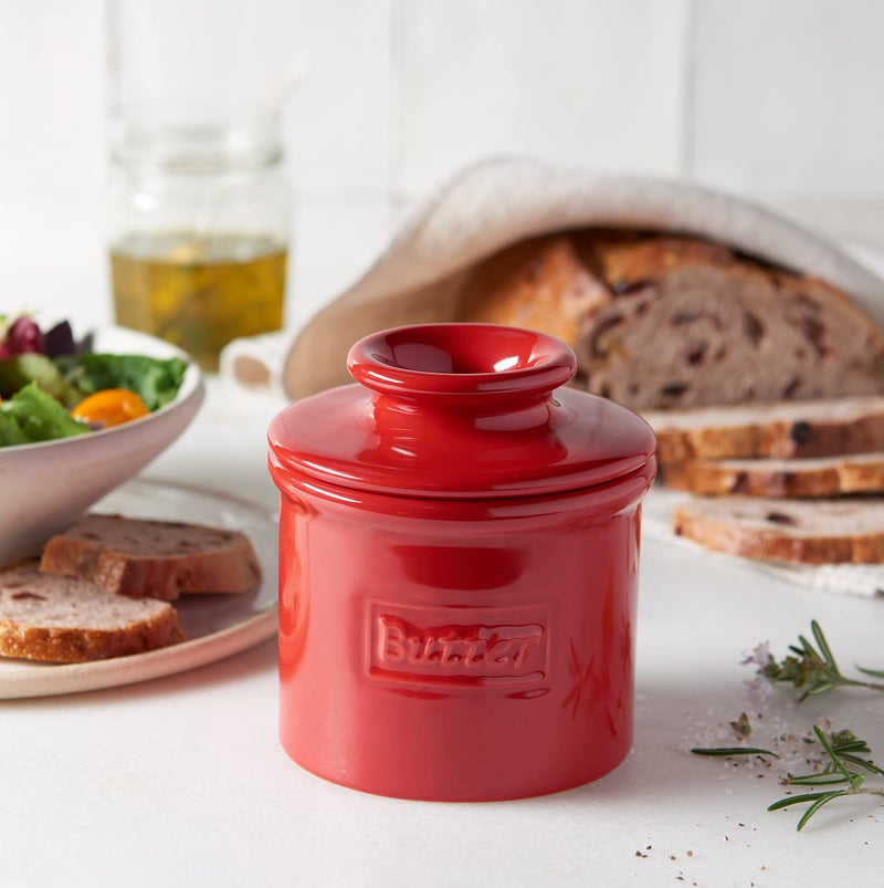 Butter Bell - The Original Butter Bell crock by L Tremain, a Countertop French Ceramic Butter Dish Keeper for Spreadable Butter, CafRetro Collection, Maraschino Red, Glossy Finish - Image 4